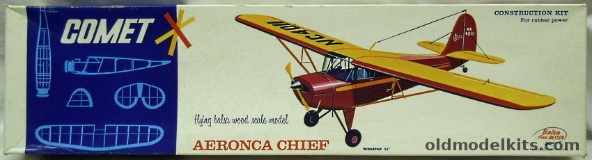 Comet Aeronca Chief - 54 inch Wingspan for R/C for Free Flight, 3506 plastic model kit